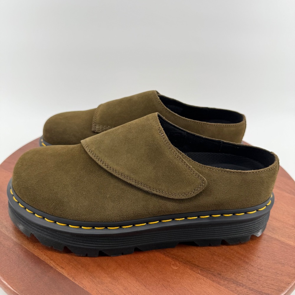 Dr. Martens Zebzag Anywair Mule Olive Suede Platform Clog Men 10 Women 11 BNIB
